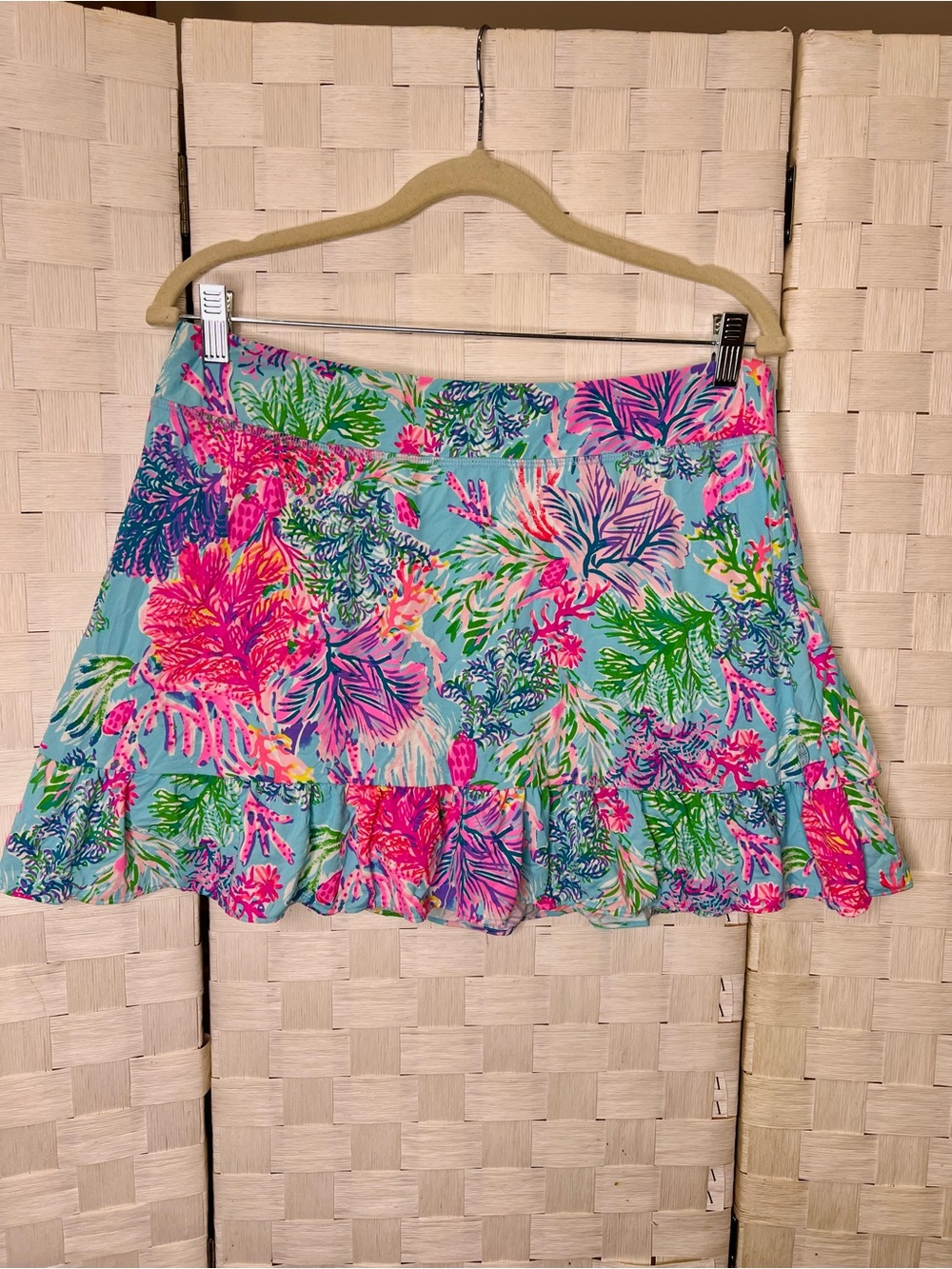 Lilly Pulitzer Luxletic Tropical Print Ruffle Skort Size Large